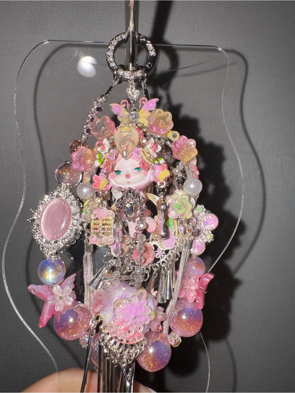 Pink Kawaii Skull panda  Charm  Keychain